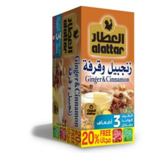 Al Attar, 12 pack / 24 bags, Tea Cinnamon & Ginger, Jordan (3.0g) (4 bags free)